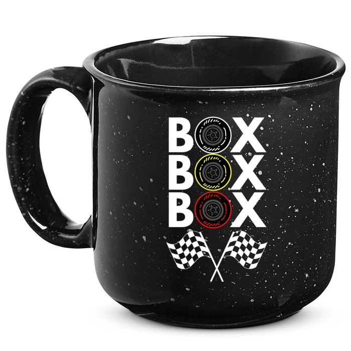 Formula Racing Car, Box Box Box Radio Call To PitBox Car Race 15oz Campfire Ceramic Mug