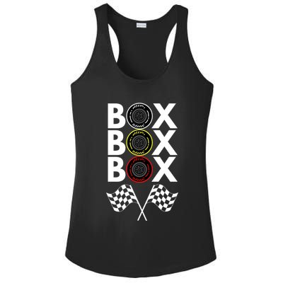Formula Racing Car, Box Box Box Radio Call To PitBox Car Race Ladies PosiCharge Competitor Racerback Tank