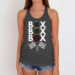 Formula Racing Car, Box Box Box Radio Call To PitBox Car Race Women's Knotted Racerback Tank