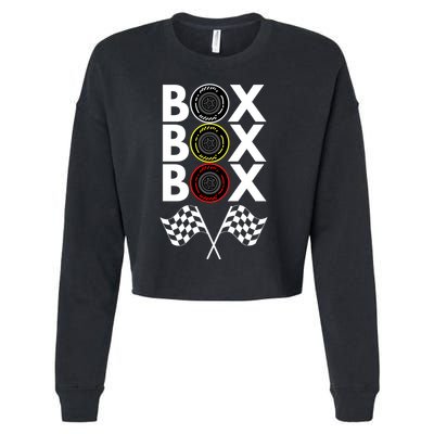 Formula Racing Car, Box Box Box Radio Call To PitBox Car Race Cropped Pullover Crew