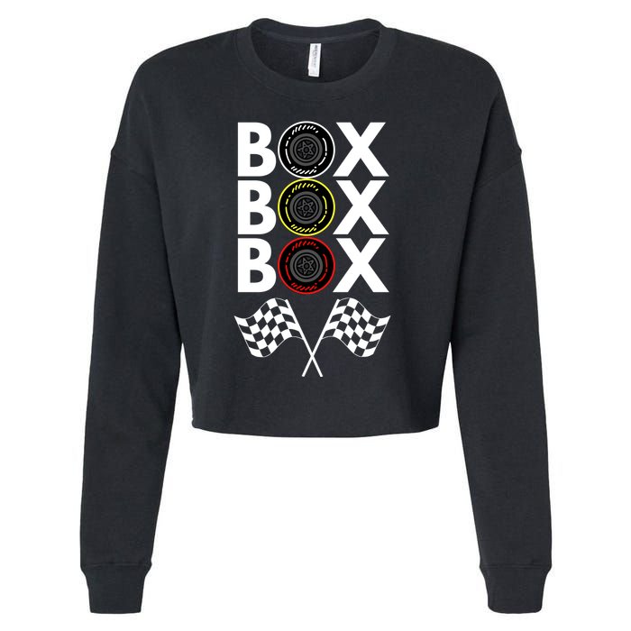 Formula Racing Car, Box Box Box Radio Call To PitBox Car Race Cropped Pullover Crew