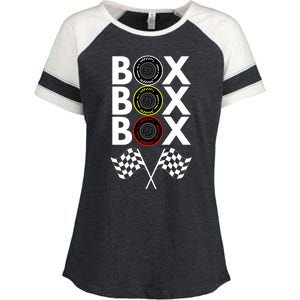 Formula Racing Car, Box Box Box Radio Call To PitBox Car Race Enza Ladies Jersey Colorblock Tee