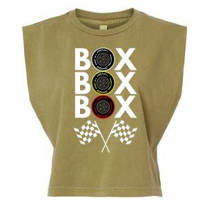 Formula Racing Car, Box Box Box Radio Call To PitBox Car Race Garment-Dyed Women's Muscle Tee