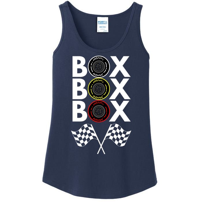 Formula Racing Car, Box Box Box Radio Call To PitBox Car Race Ladies Essential Tank