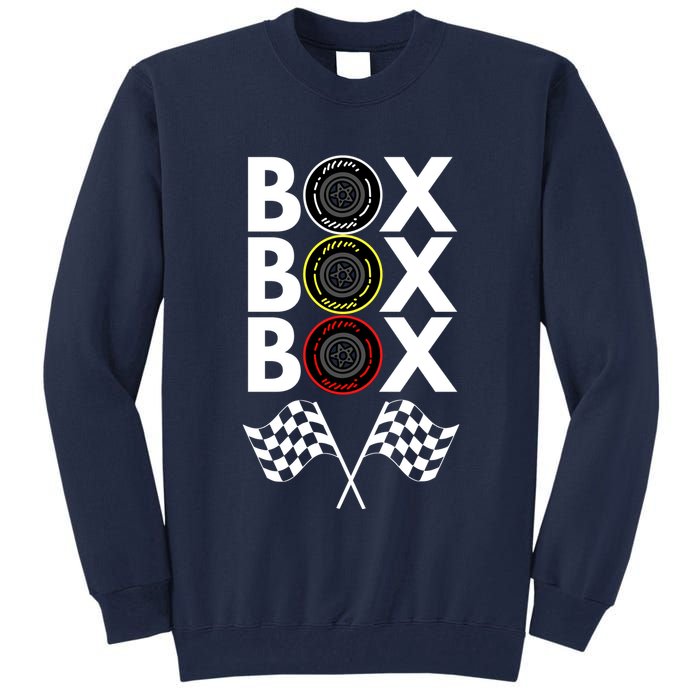 Formula Racing Car, Box Box Box Radio Call To PitBox Car Race Tall Sweatshirt