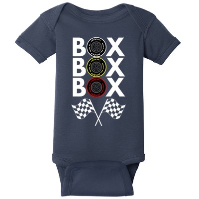 Formula Racing Car, Box Box Box Radio Call To PitBox Car Race Baby Bodysuit