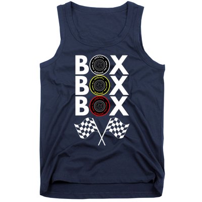 Formula Racing Car, Box Box Box Radio Call To PitBox Car Race Tank Top