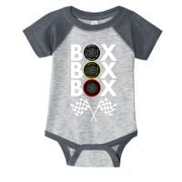 Formula Racing Car, Box Box Box Radio Call To PitBox Car Race Infant Baby Jersey Bodysuit