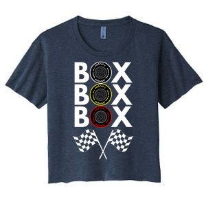 Formula Racing Car, Box Box Box Radio Call To PitBox Car Race Women's Crop Top Tee