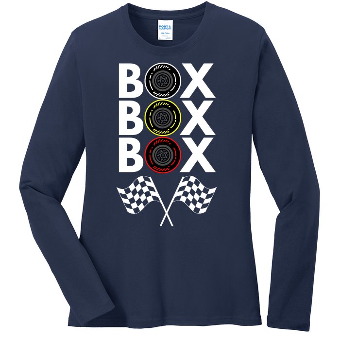 Formula Racing Car, Box Box Box Radio Call To PitBox Car Race Ladies Long Sleeve Shirt