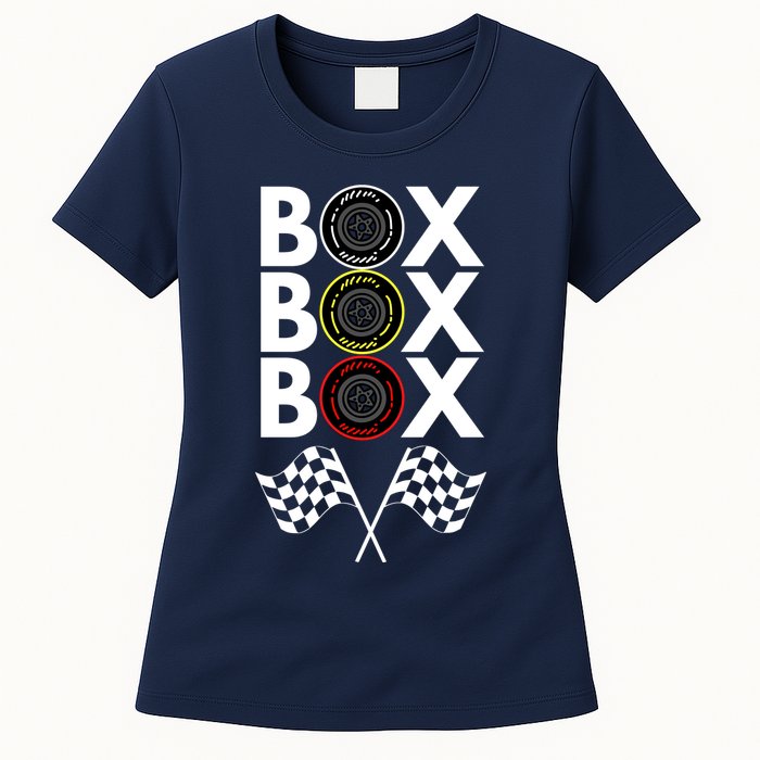 Formula Racing Car, Box Box Box Radio Call To PitBox Car Race Womens T-Shirt