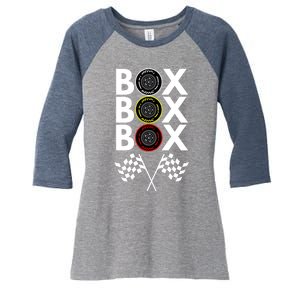 Formula Racing Car, Box Box Box Radio Call To PitBox Car Race Women's Tri-Blend 3/4-Sleeve Raglan Shirt