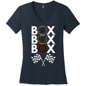 Formula Racing Car, Box Box Box Radio Call To PitBox Car Race Women's V-Neck T-Shirt