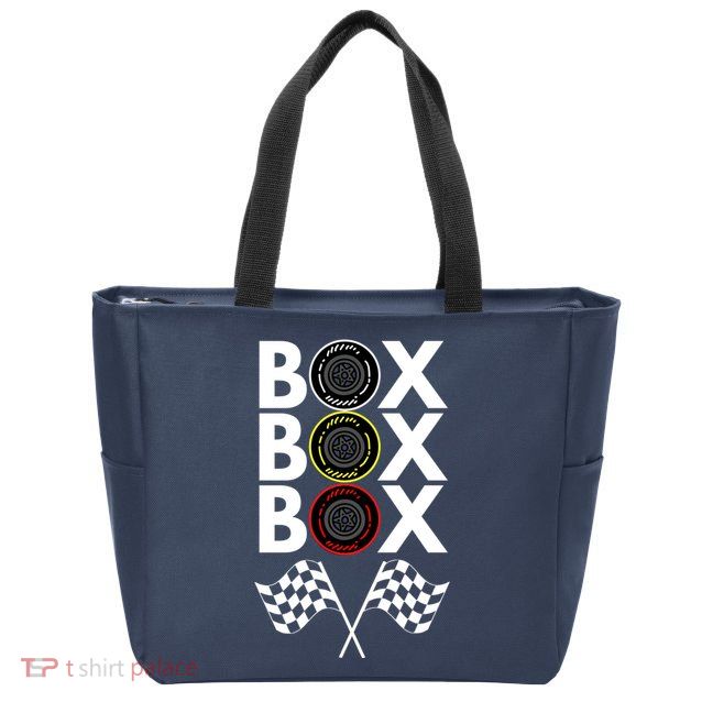 Formula Racing Car, Box Box Box Radio Call To PitBox Car Race Zip Tote Bag