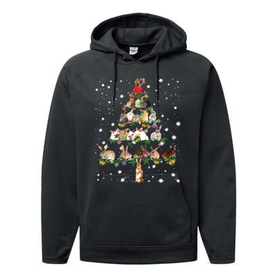 Funny Rabbits Christmas Tree Ornament Decor Gift Long Sleeve Performance Fleece Hoodie