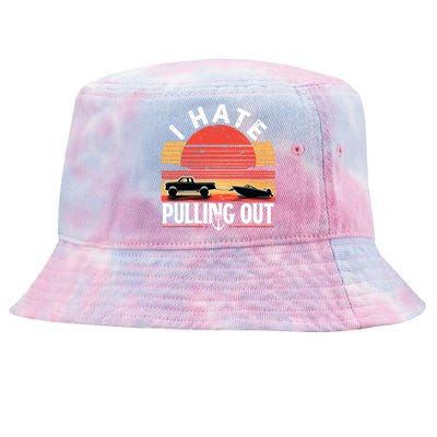 Funny Retro Captain I Hate Pulling Out Boating Boat Captain Tie-Dyed Bucket Hat