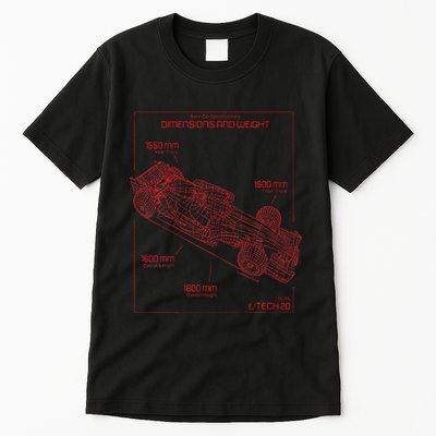 Formula Race Car Specifications Team Racing Fan Engineering Tall T-Shirt