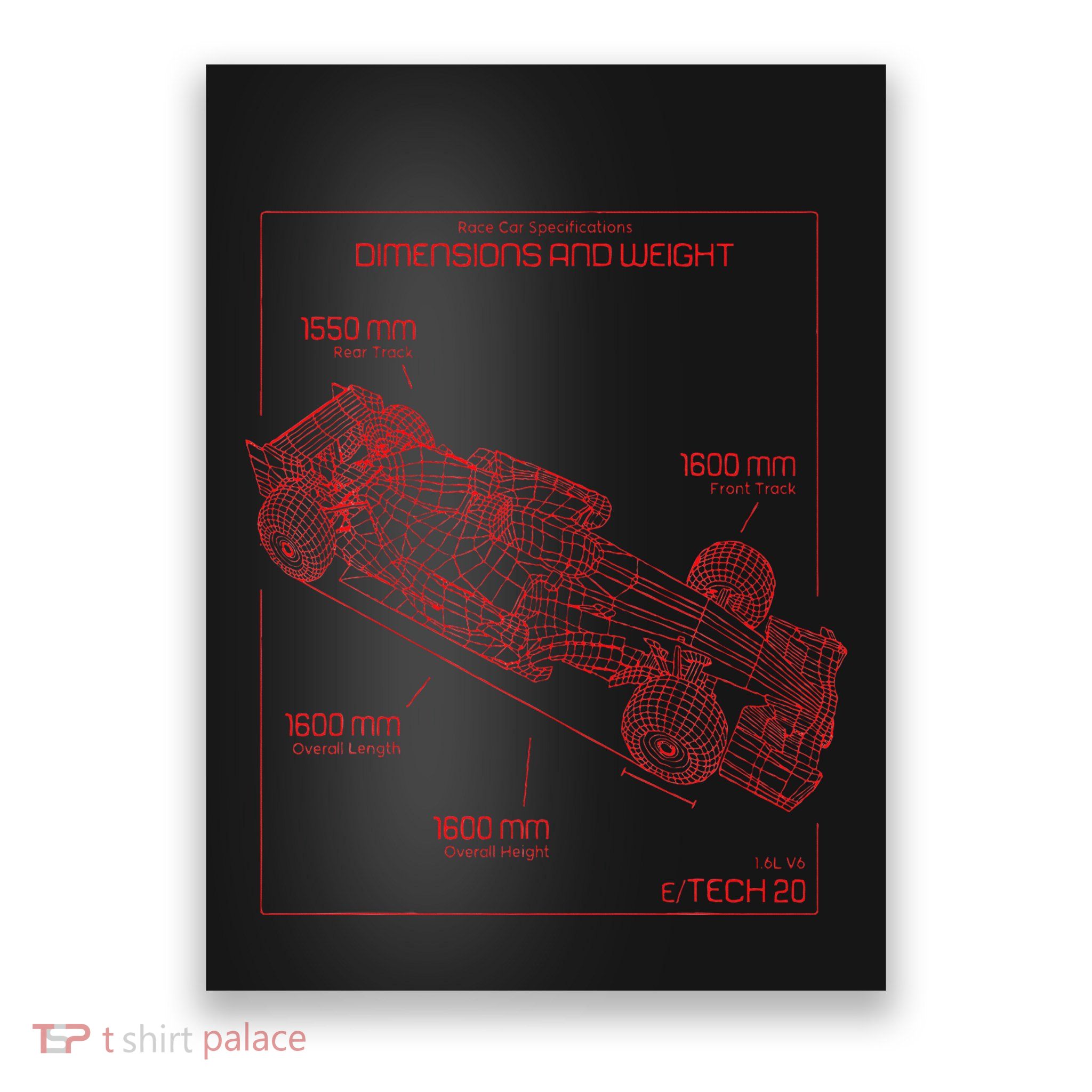Formula Race Car Specifications Team Racing Fan Engineering Poster