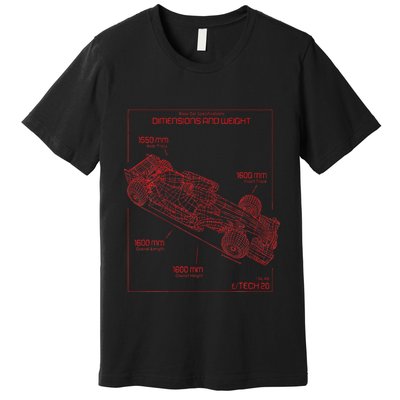 Formula Race Car Specifications Team Racing Fan Engineering Premium T-Shirt