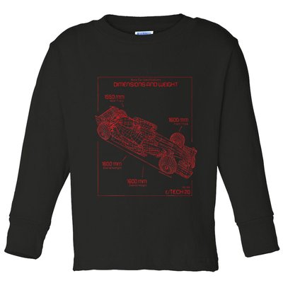 Formula Race Car Specifications Team Racing Fan Engineering Toddler Long Sleeve Shirt