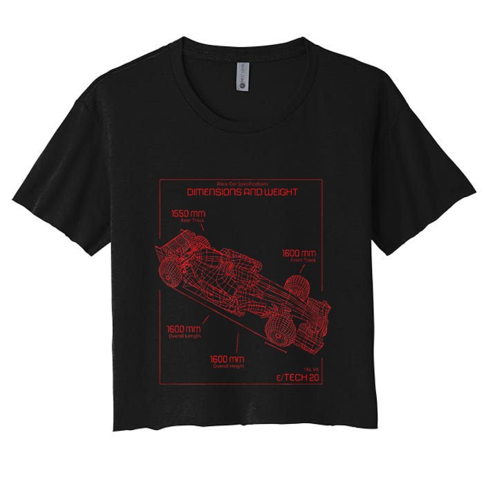 Formula Race Car Specifications Team Racing Fan Engineering Women's Crop Top Tee