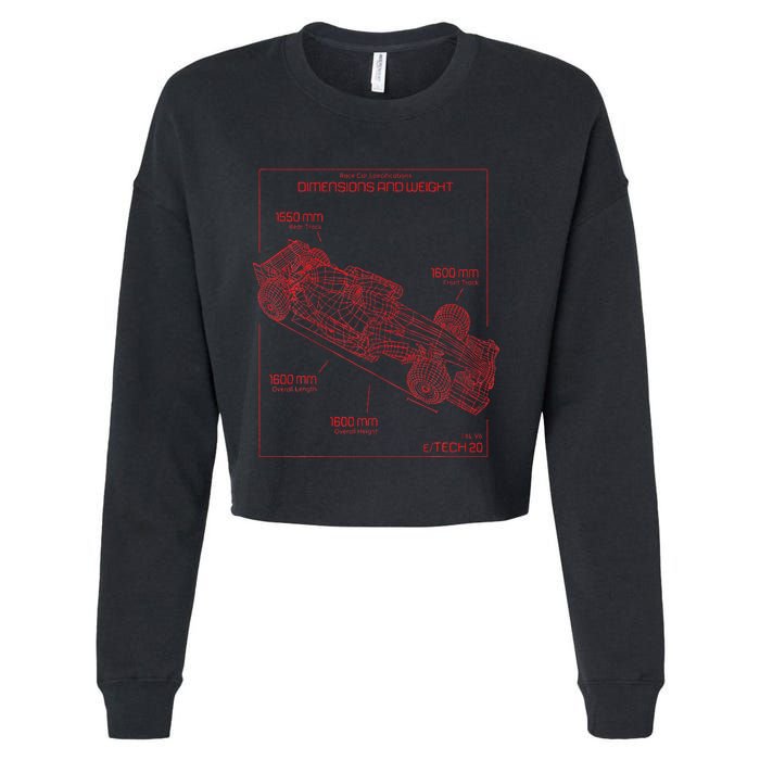 Formula Race Car Specifications Team Racing Fan Engineering Cropped Pullover Crew