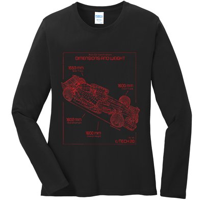 Formula Race Car Specifications Team Racing Fan Engineering Ladies Long Sleeve Shirt