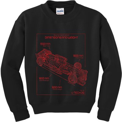 Formula Race Car Specifications Team Racing Fan Engineering Kids Sweatshirt