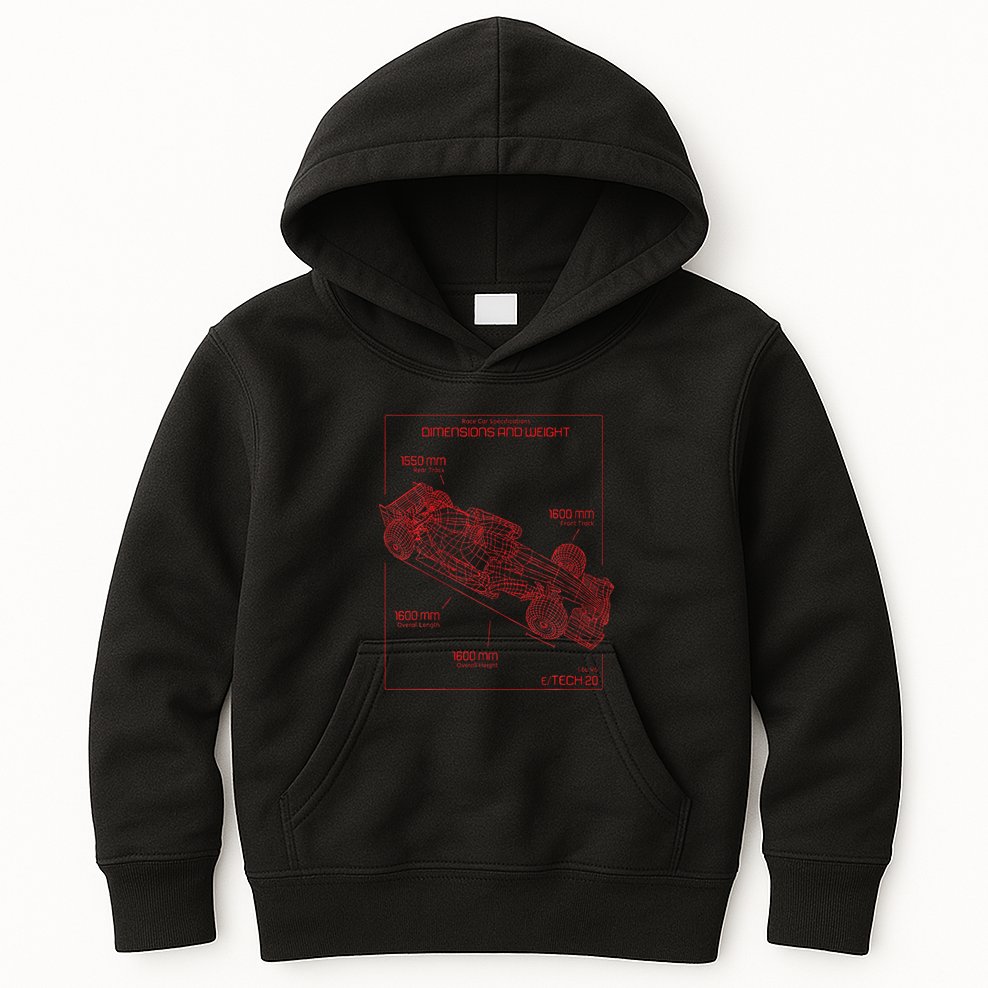 Formula Race Car Specifications Team Racing Fan Engineering Kids Hoodie