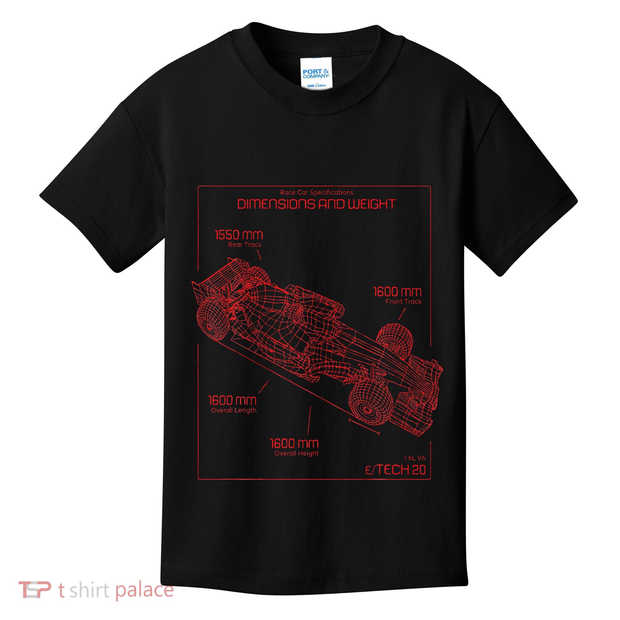 Formula Race Car Specifications Team Racing Fan Engineering Kids T-Shirt