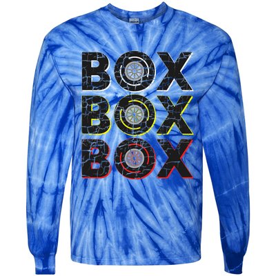 Formula Racing Car Box Box Box Radio Call To Pit Box Vintage Tie-Dye Long Sleeve Shirt