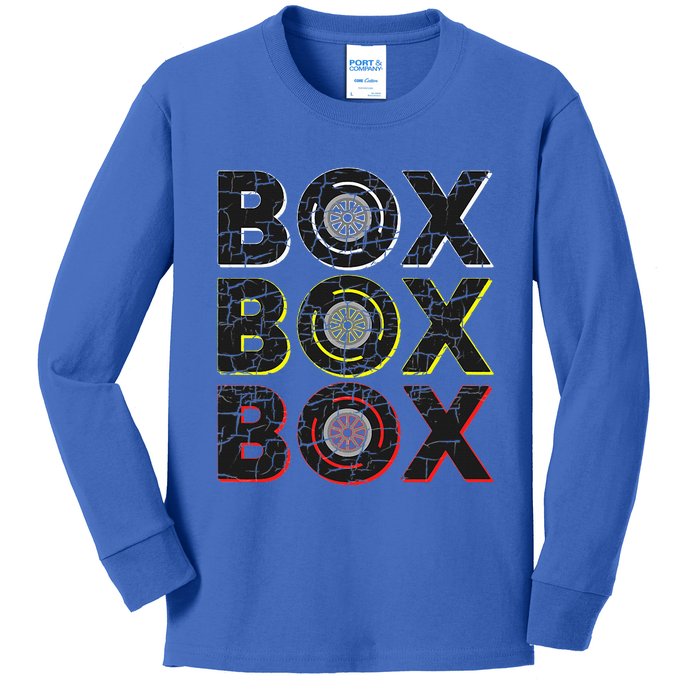 Formula Racing Car Box Box Box Radio Call To Pit Box Vintage Kids Long Sleeve Shirt