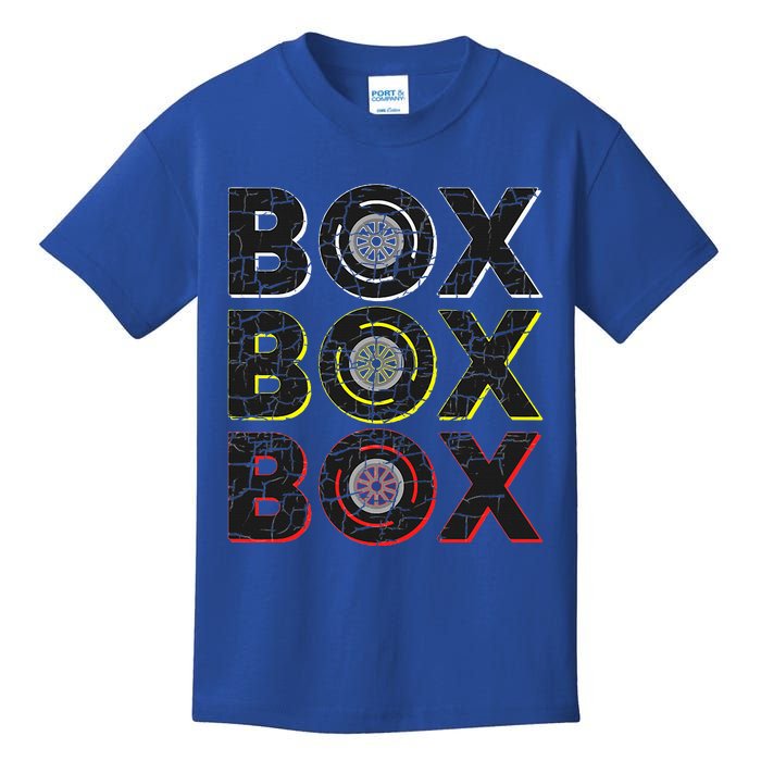 Formula Racing Car Box Box Box Radio Call To Pit Box Vintage Kids T-Shirt