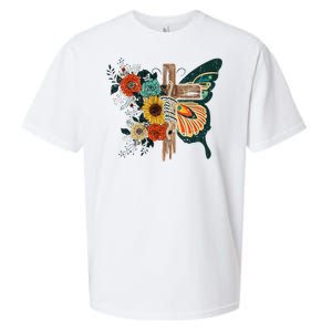 Faith Retro Cross Butterfly Religious Gifts Christian  Sueded Cloud Jersey T-Shirt