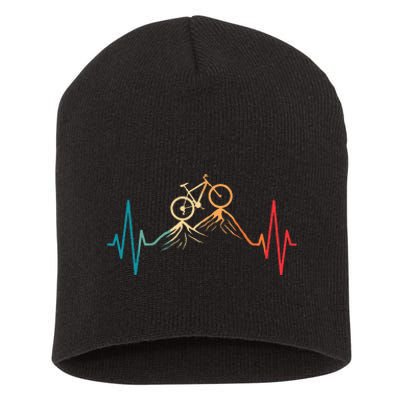 Funny Retro Cycling Heartbeat Bicycle Mountain Bike Biking Short Acrylic Beanie