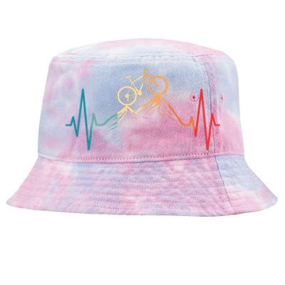 Funny Retro Cycling Heartbeat Bicycle Mountain Bike Biking Tie-Dyed Bucket Hat