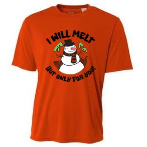 Funny Romantic Christmas Snowman Cooling Performance Crew T-Shirt