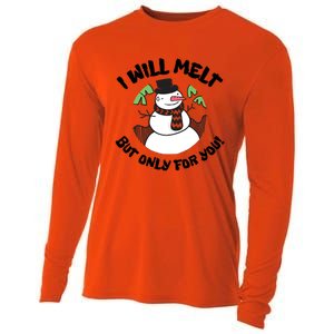 Funny Romantic Christmas Snowman Cooling Performance Long Sleeve Crew