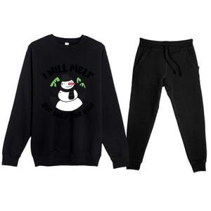 Funny Romantic Christmas Snowman Premium Crewneck Sweatsuit Set