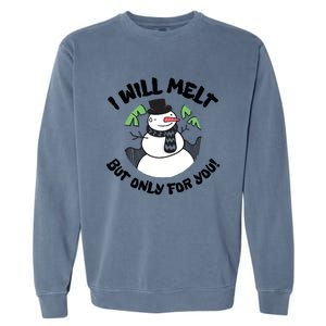 Funny Romantic Christmas Snowman Garment-Dyed Sweatshirt