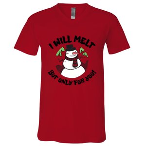 Funny Romantic Christmas Snowman V-Neck T-Shirt