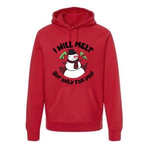 Funny Romantic Christmas Snowman Premium Hoodie