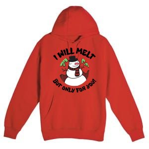 Funny Romantic Christmas Snowman Premium Pullover Hoodie