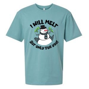 Funny Romantic Christmas Snowman Sueded Cloud Jersey T-Shirt