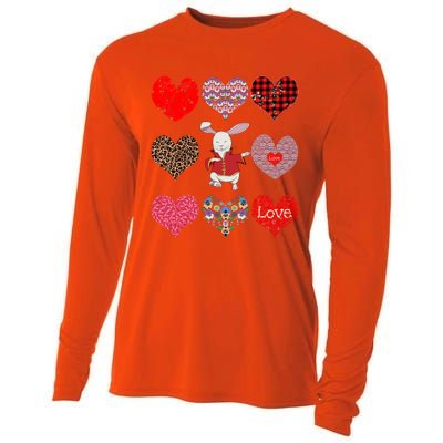 Funny Rabbit Cute Retro Floral Hearts Pattern Valentines Day Gift Cooling Performance Long Sleeve Crew