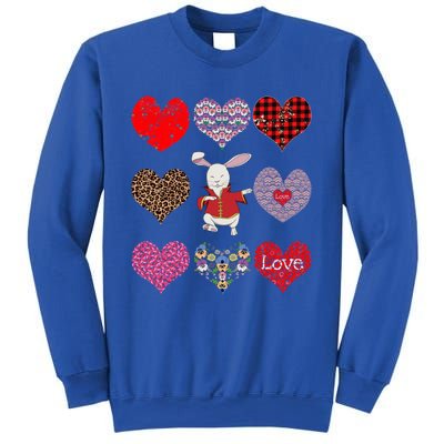 Funny Rabbit Cute Retro Floral Hearts Pattern Valentines Day Gift Sweatshirt