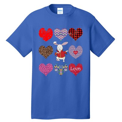 Funny Rabbit Cute Retro Floral Hearts Pattern Valentines Day Gift Tall T-Shirt