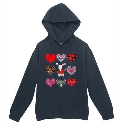 Funny Rabbit Cute Retro Floral Hearts Pattern Valentines Day Gift Urban Pullover Hoodie