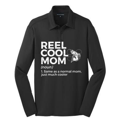 Funny Reel Cool Mom Definition Fishing Mom Gift Silk Touch Performance Long Sleeve Polo