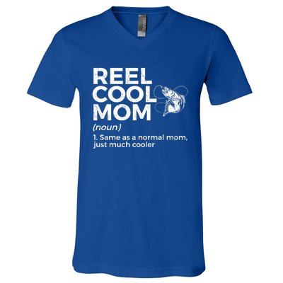 Funny Reel Cool Mom Definition Fishing Mom Gift V-Neck T-Shirt